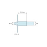Plan coté 11,1 mm, Support de carte à clipser, fileté M4, polyamide PA6.6 naturel UL94-V2, trou de carte Ø3,2 mm, carte 1,6 mm