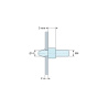 Plan coté 5 mm, Support de carte à clipser, fileté M4, polyamide PA6.6 noir UL94-HB, trou de carte Ø4 mm, carte 2 mm