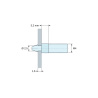 Plan coté 3,2 mm, Support de carte à clipser, fileté M4, polyamide PA6.6 naturel UL94-V2, trou de carte Ø2,5 mm, carte 1,6 mm