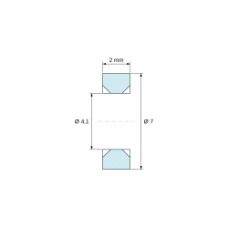 Plan coté 2 mm, Entretoise lisse fraisée des deux côtés plastique polyamide PA6 renforcé fibre de verre noir UL94-HB Ø4,1x7mm pour vis M4