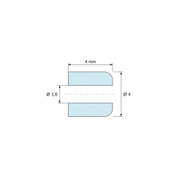 Plan coté 4 mm, Entretoise lisse céramique C221 Ø1,6x4mm, une extrémité arrondie