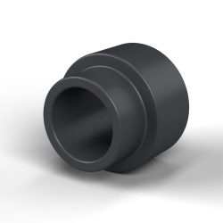 Entretoise à épaulement Ø4,6x2mm plastique polyamide PA6 renforcé fibre de verre noir UL94-HB Ø3,5x6mm pour vis M3
