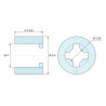 Plan coté 4,7 mm, Entretoise lisse auto-retenue plastique polyamide PA6.6 naturel UL94-V2 Ø4x6,4mm pour vis M3,5