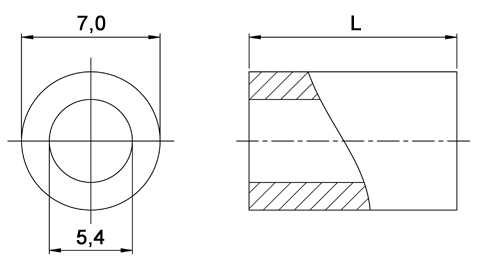 Entretoise Cylindrique Lisse 5X2 Diamètre Intérieur 2.5 Inox