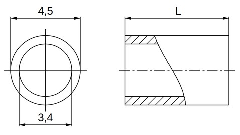 Disegno quotato distanziale ottone Ø3,4x4,5 mm